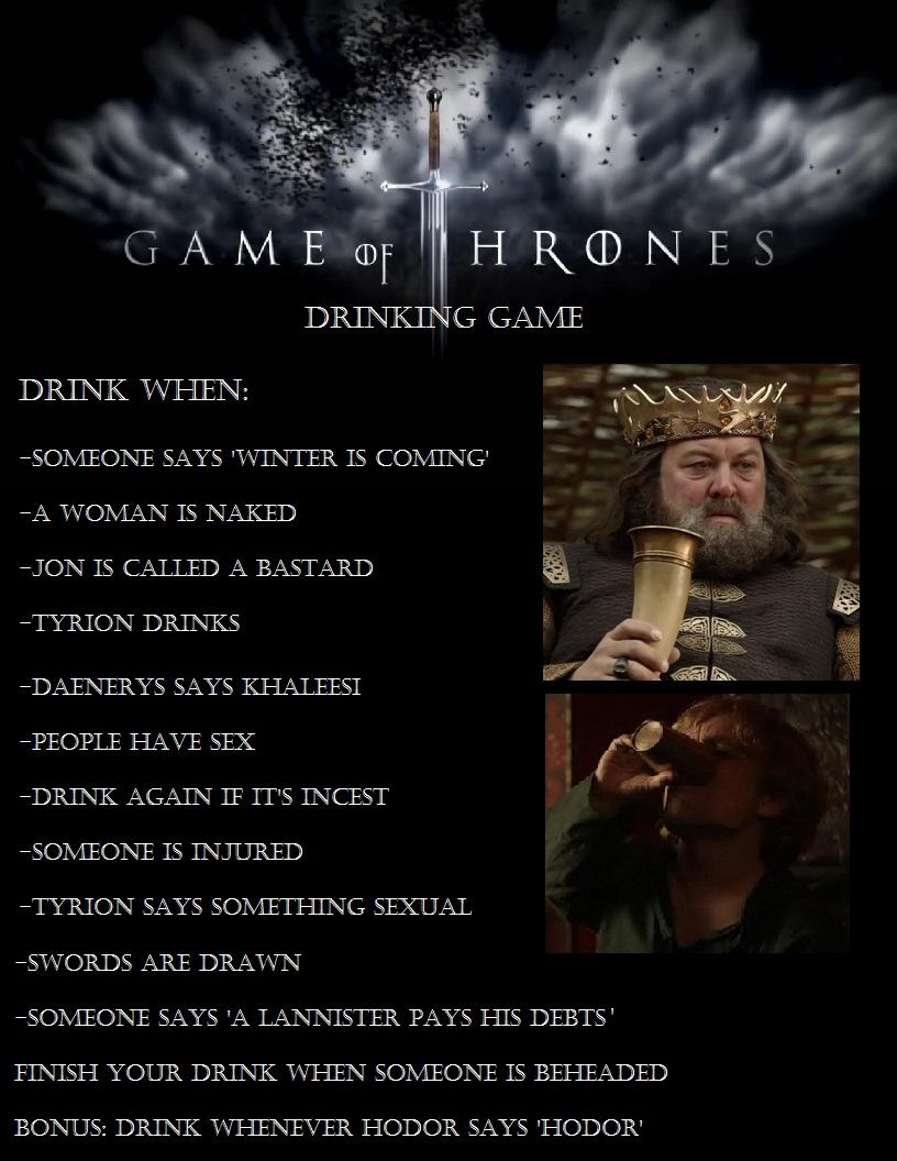 Obrázek game of trones drinking game