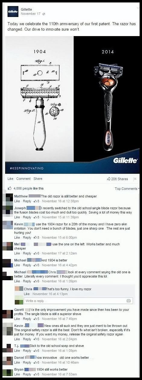 Obrázek gillette got owned on their own facebook page 540