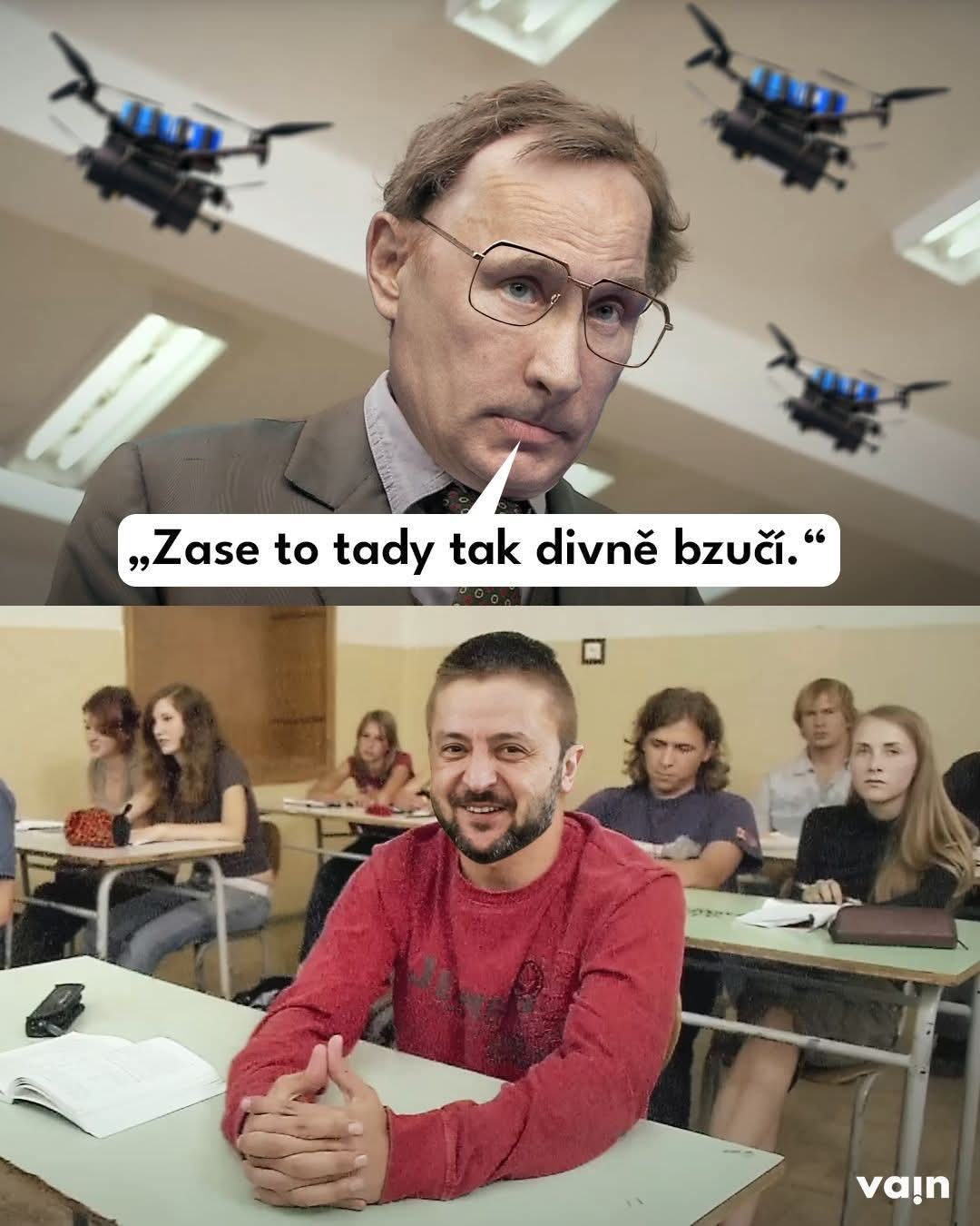 Obrázek jedna dve dron si jde