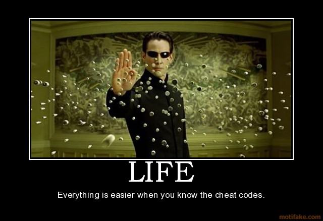 Obrázek life-matrix-bullet-stop-cheat-codes-life-demotivational-poster-1245112392