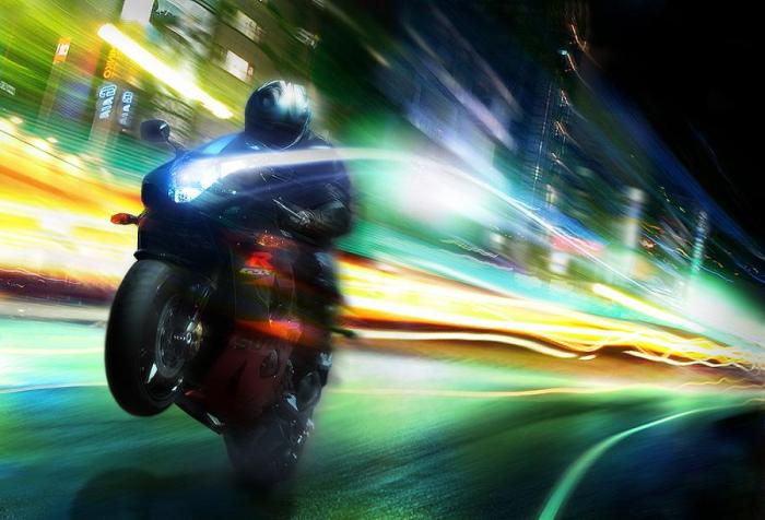Obrázek motorkar v noci