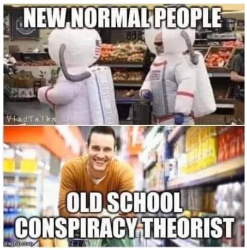 Obrázek new normal vs conspiracy theorist