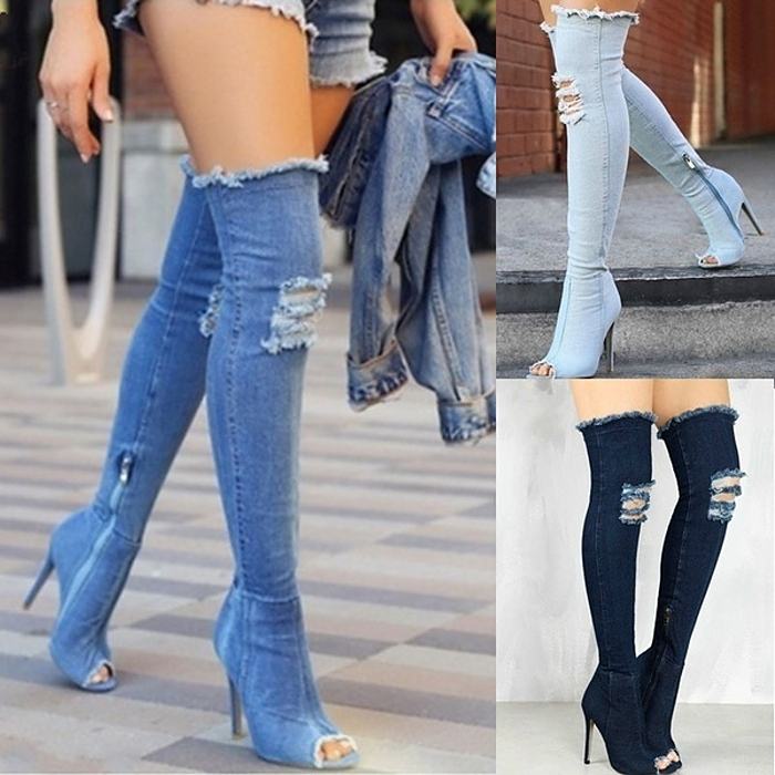 Obrázek over the knee denim boots