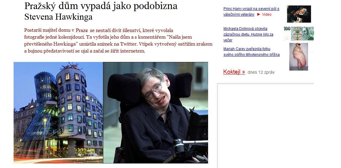 Obrázek prazsky dum vs hawking