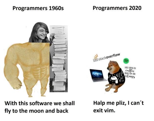 Obrázek programmerz 1960 vs 2020