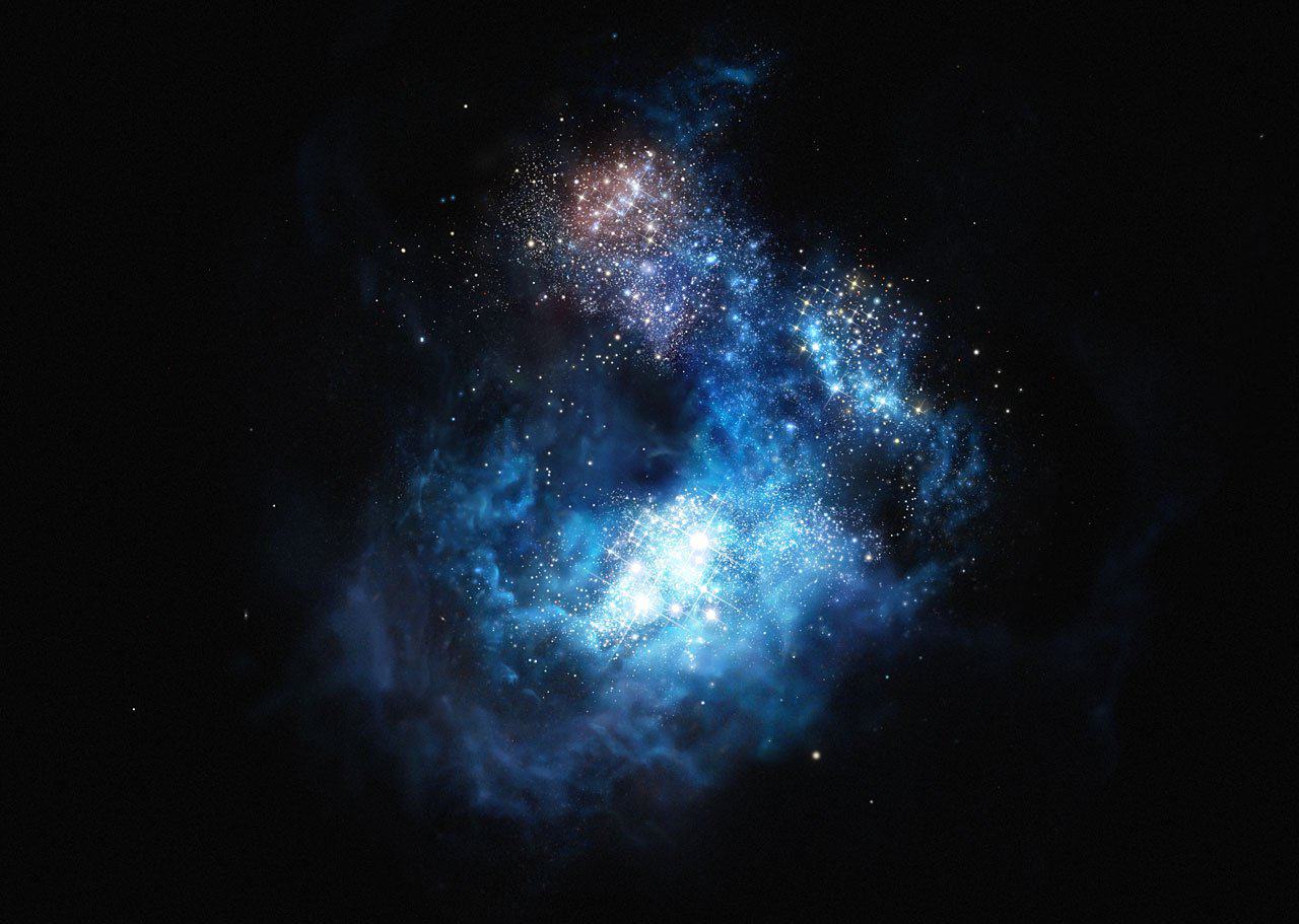 Obrázek prvni galaxie - render