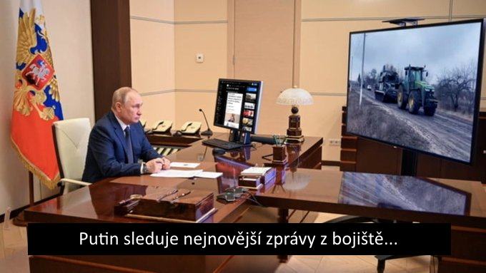 Obrázek putin sleduje nejnovejsi zpravy z bojiste