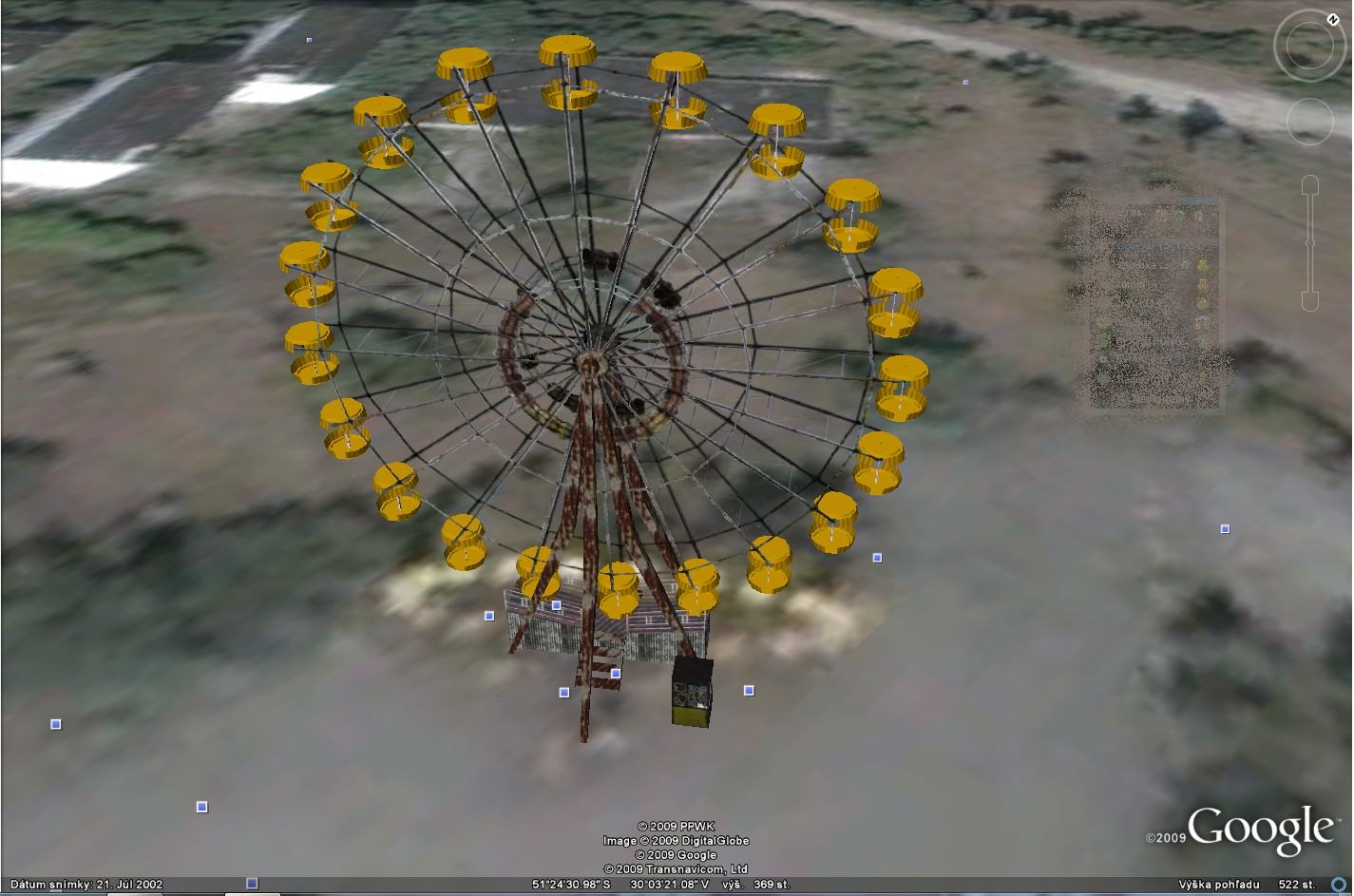 Obrázek ruske koleso cernobyl 3D google earth