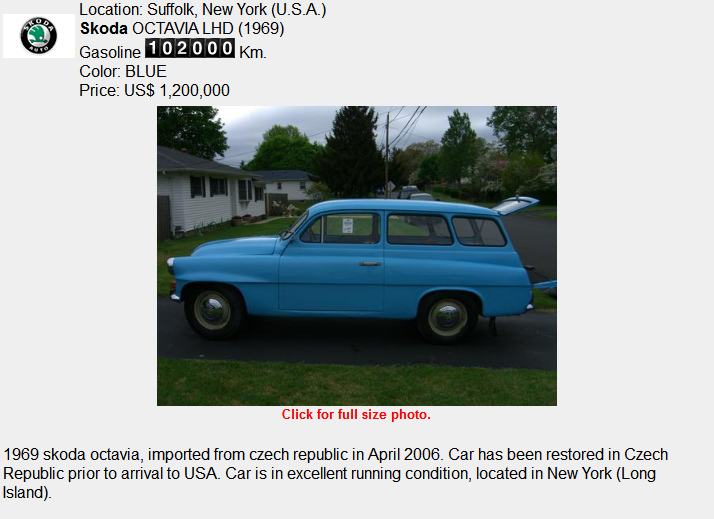 Obrázek skoda octavie  281969 29 za 1 200 000 dolaru