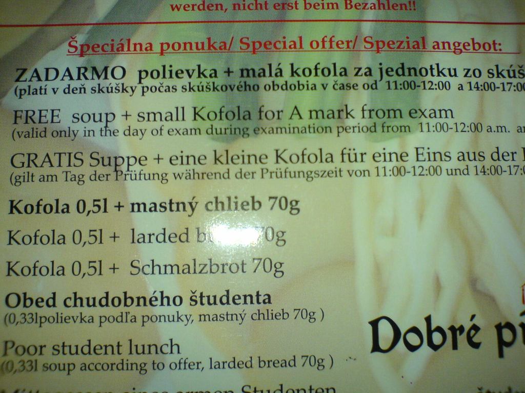 Obrázek specialna ponuka pro studenty - bratislava