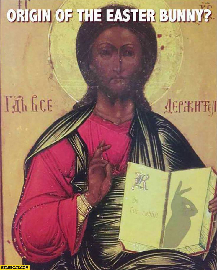 Obrázek stare origin-of-the-easter-bunny-hand-symbol-bible-christian