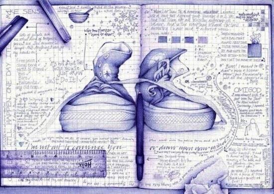 Obrázek students notebooks- pen-drawings