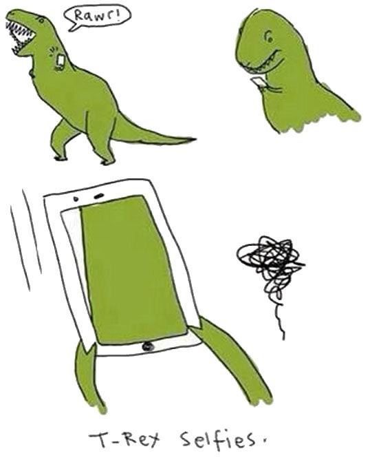 Obrázek t-rex selfies