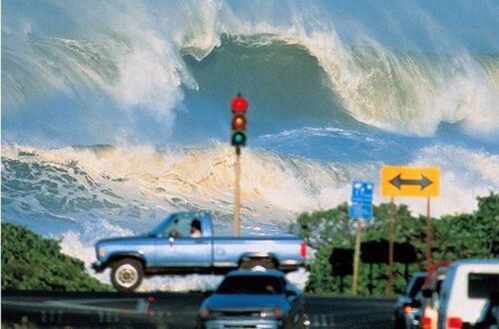 Obrázek tsunami a semafor
