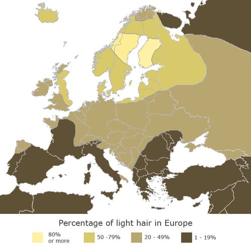 Obrázek vyskyt blondinek v Evrope