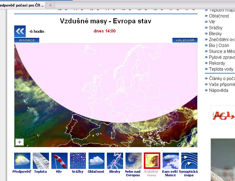 Obrázek vzdusne masy nad evropou