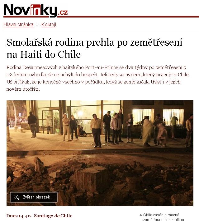 Obrázek z Haiti louze do Chile blata