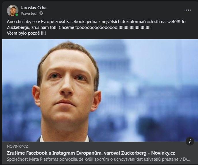 Obrázek zrusi facebook nebo metu