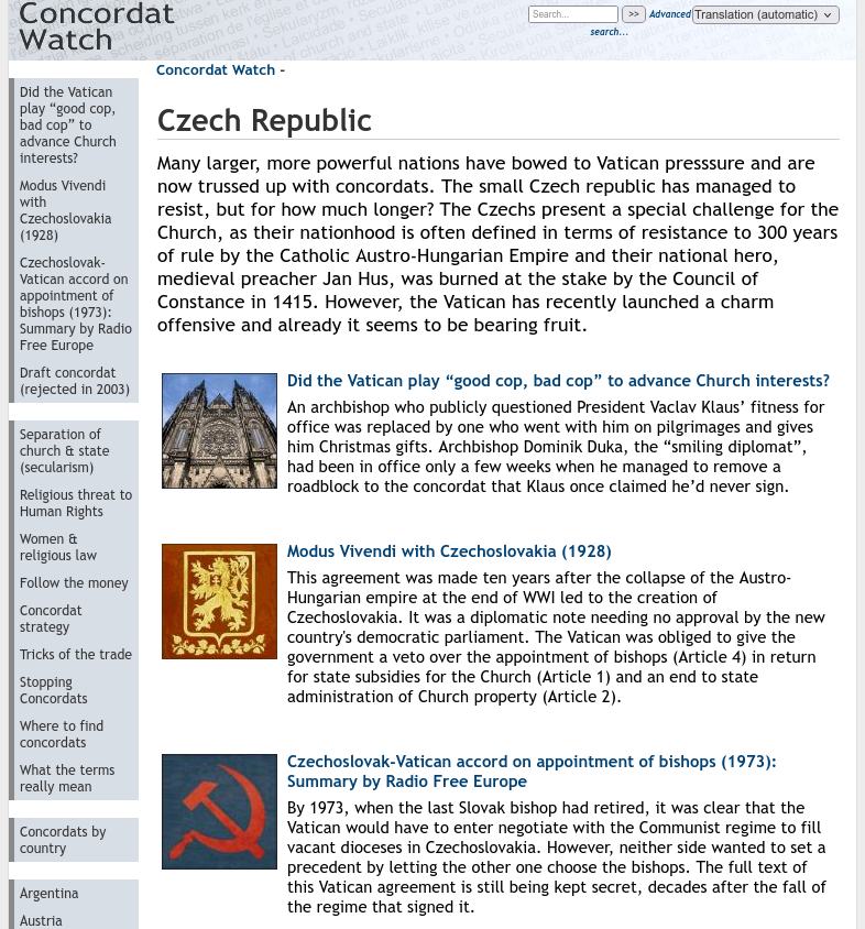 Obrázek Concordatwatch.eu - Czech Republic