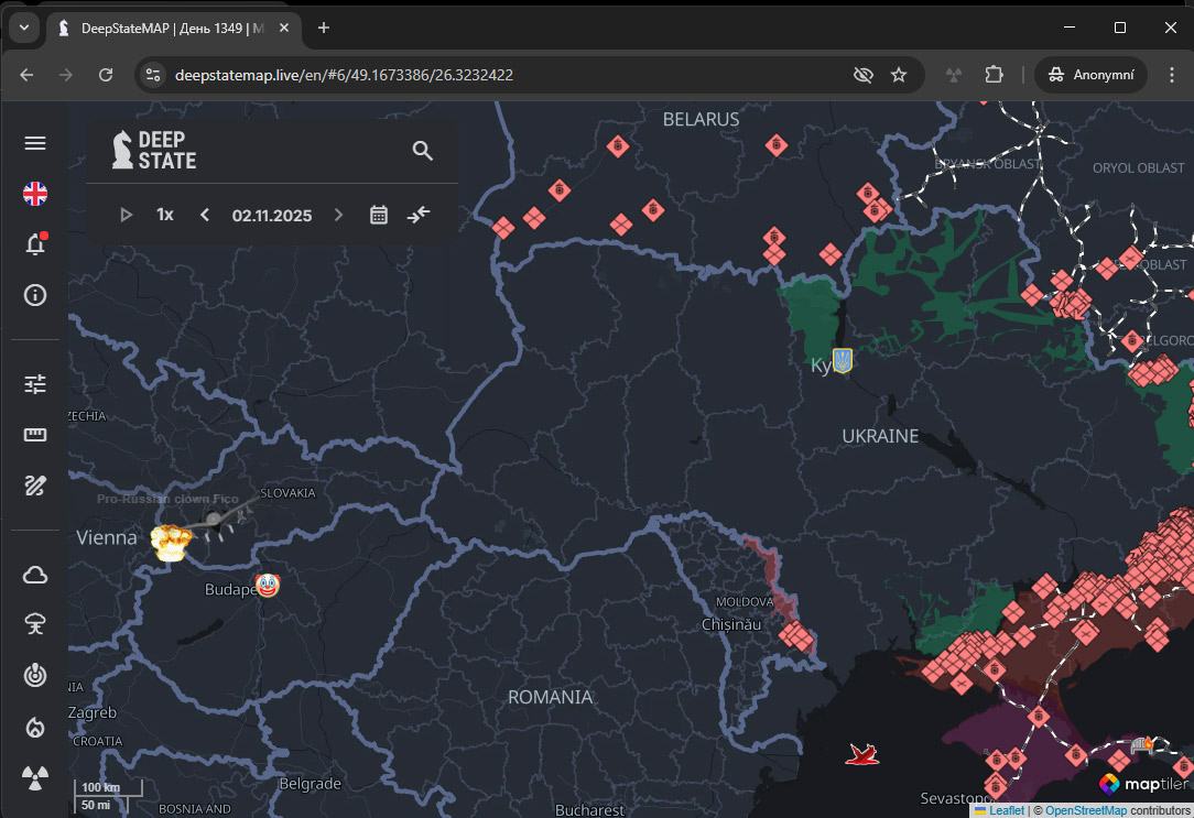 Obrázek po klepnuti na Kyjiv muzete bombit Prespurk