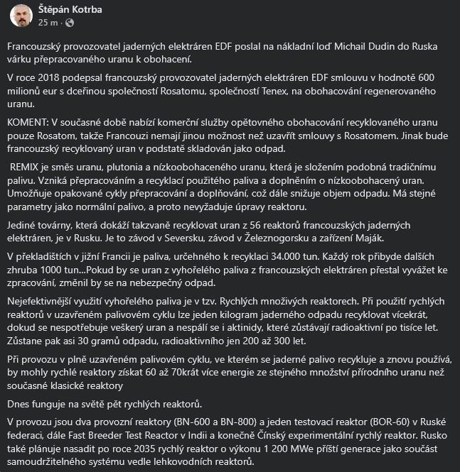 Obrázek recyklovany uran umi jen rusko 