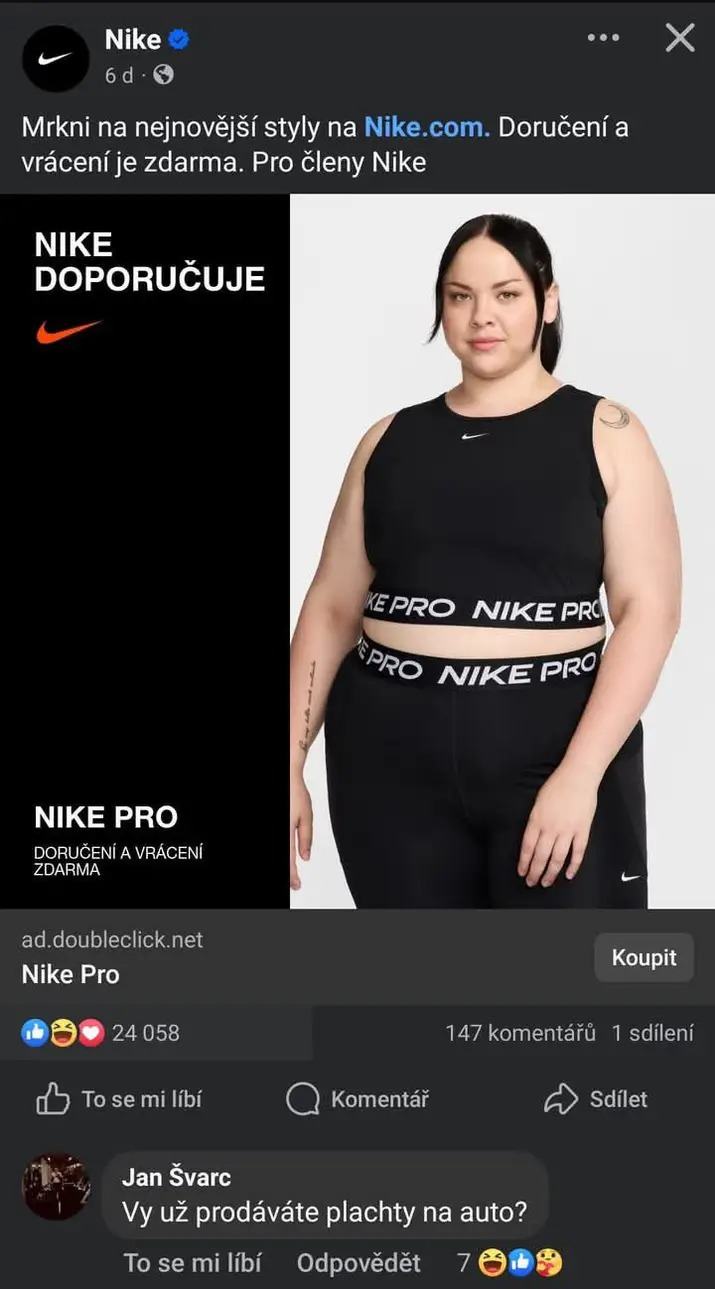 Obrázek Nike prodavba plachty na auto
